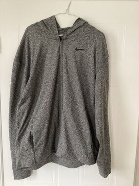 Nike Heather Gray Zip Hoodie with Subtle Marled Texture
